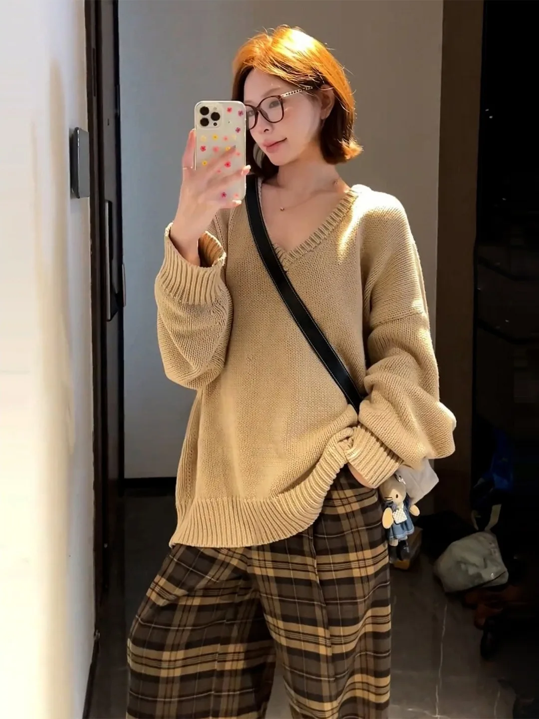 

Ladies' Loose Knitted Sweater Lantern Sve Soft Cozy Autumn New Sle Commute Sle V-ne Long Sve Regular Thin