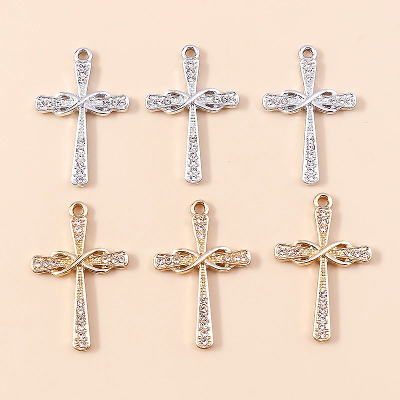 10pcs Luxury Gold Silver Color Cross Charms for Jewelry Making Handmade Crosses Pendant Necklace Keychain Diy Jewelry Findings