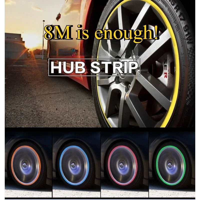 1pc 8m Car Wheel Hub Protection Strip 3m Practical Scratch Resistant Decorat Ring Tire Anti-Collision Strip External Accessories