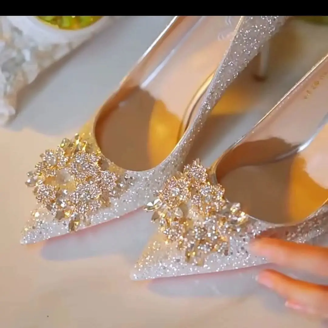 French high heels summer women 2026 new crystal shoes wedding shoes bridal shoes master wedding shoes wedding shoes