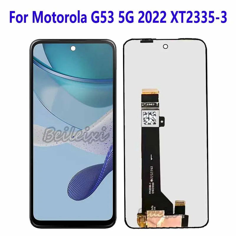 LCD Display Touch Screen Digitizer Assembly, apto para Motorola Moto G53 5G, 2022, XT2335-3, XT2335-2, XT2335-1