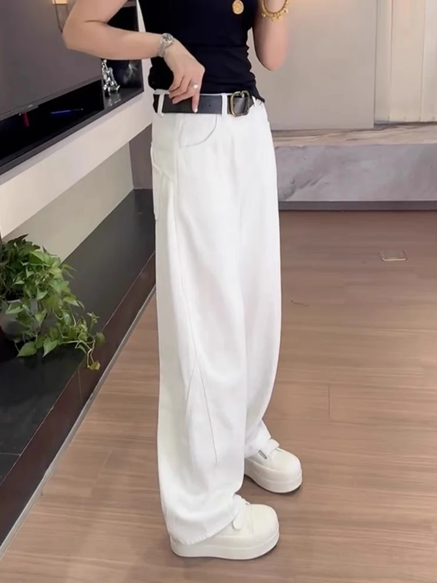 

Джинсы Retro Knife женские свободные с высокой талией, прямые брюки для фигуры типа «груша», больших размеров, стройнящие, длинные