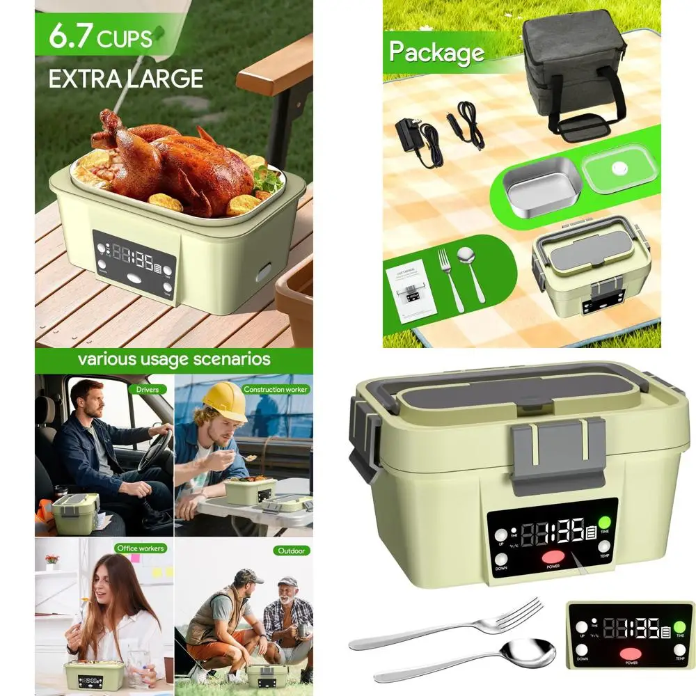 

Портативный умный ланч-бокс с подогревом и аккумулятором 10000 мАч, большой герметичный бенто-бокс для взрослых, светло-зеленый