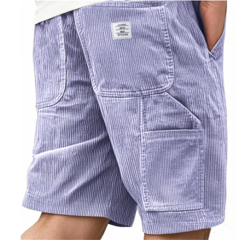 EU SIZE Spring and Autumn European and American Minimalist Multi Pocket Embroidered Workwear Retro Corduroy Shorts for Men