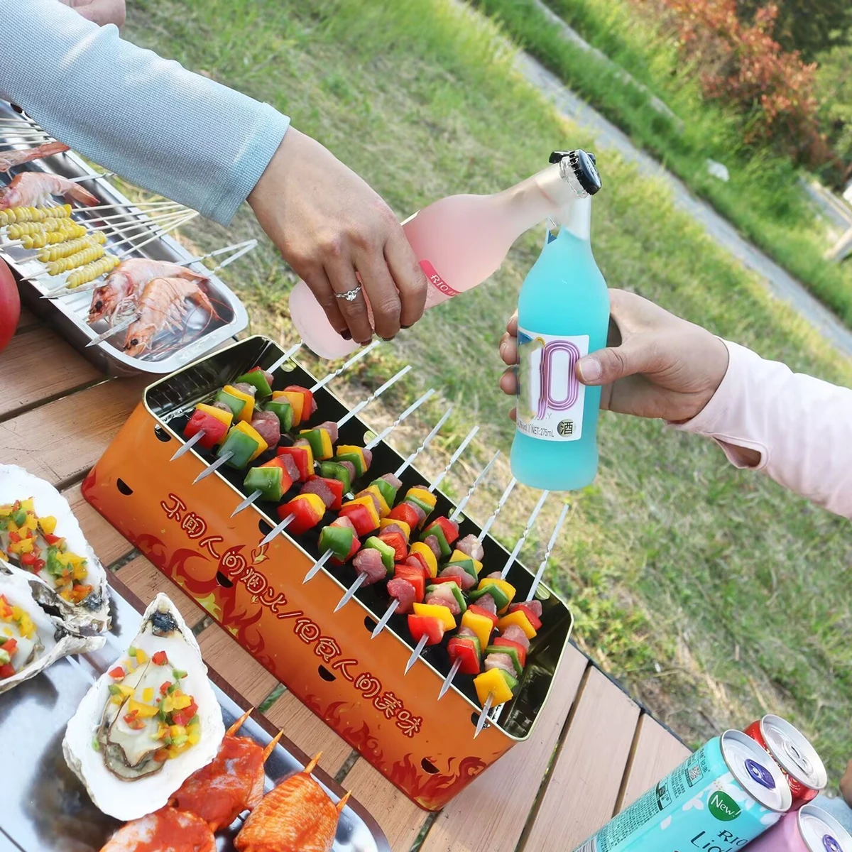 

Disposable Portable BBQ Charcoal Grill Stainless Steel Small Mini BBQ Tool Kit Outdoor Cooking Camping Picnic Beach Portable BBQ