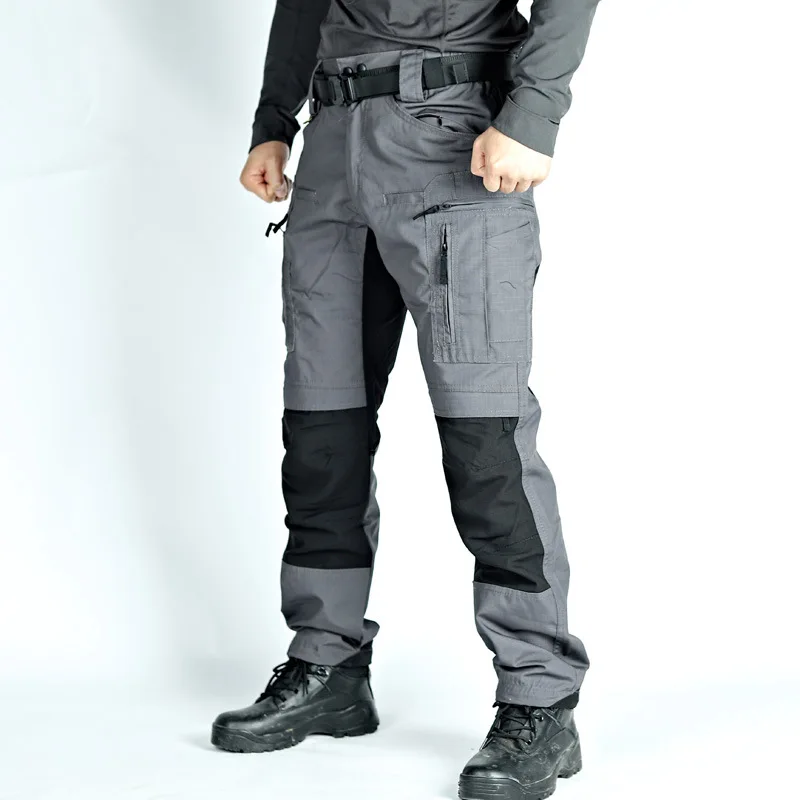 Tactical Cargo Pants Men Waterproof Casual Trousers Multi-Pocket Wear-Resistant Cargo Pant Outdoor Hiking Running Khaki Overalls