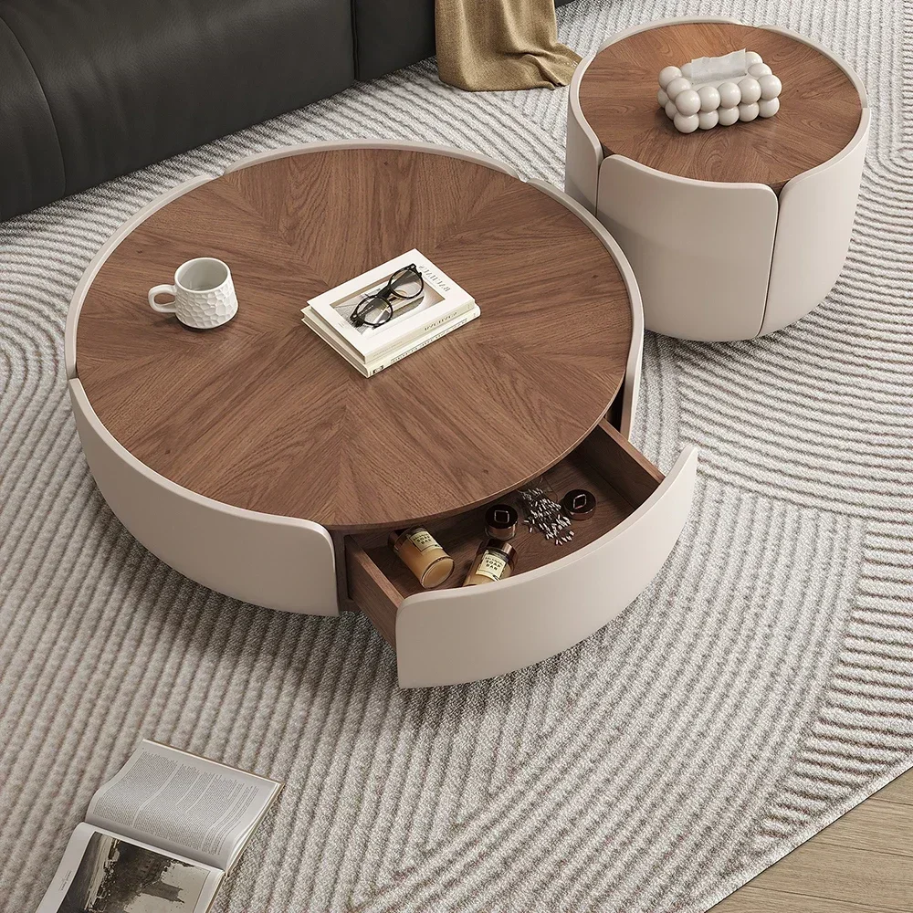 Vintage Style Round Living Room Coffee Tables Corner Simple Design Solid Wood Small Spaces Side Tables Couchtisch Furniture