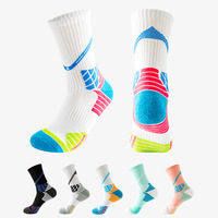 High top men's towel bottom sports socks with thickened loops, professional basketball socks, anti slip elite high tube badminto