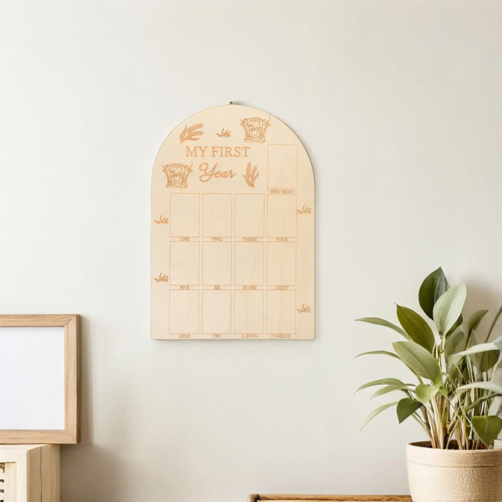 Wooden Baby Monthly Milestone Cards Sign Baby Girl Announcement Prop Newborn Photography Props Birth Announcement Board Monthly