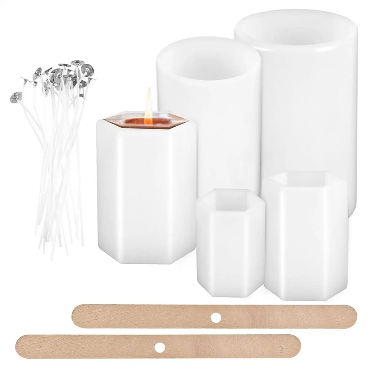 ABJS Silicone Candle Mold, Pillar Candle Mold for Candle Making, DIY Candle Making Mold