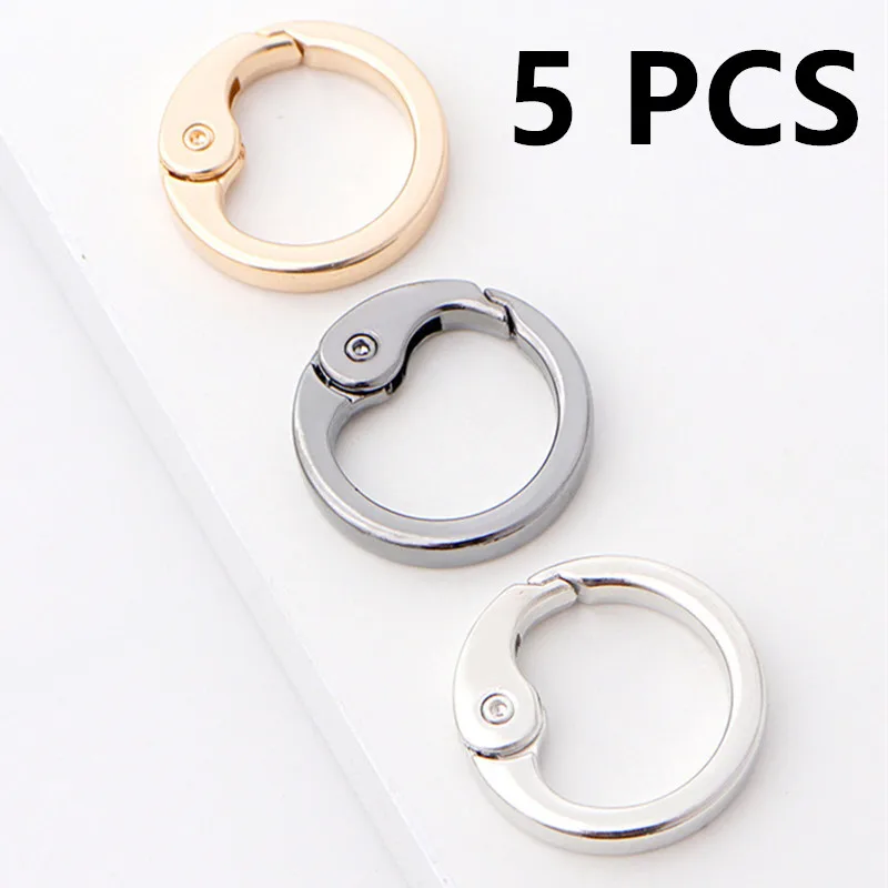 

5Pcs Keyring 25MM Openable Metal Spring Gate O Ring Leather Bag Belt Strap Buckle Dog Chain Snap Clasp Clip Trigger Luggage