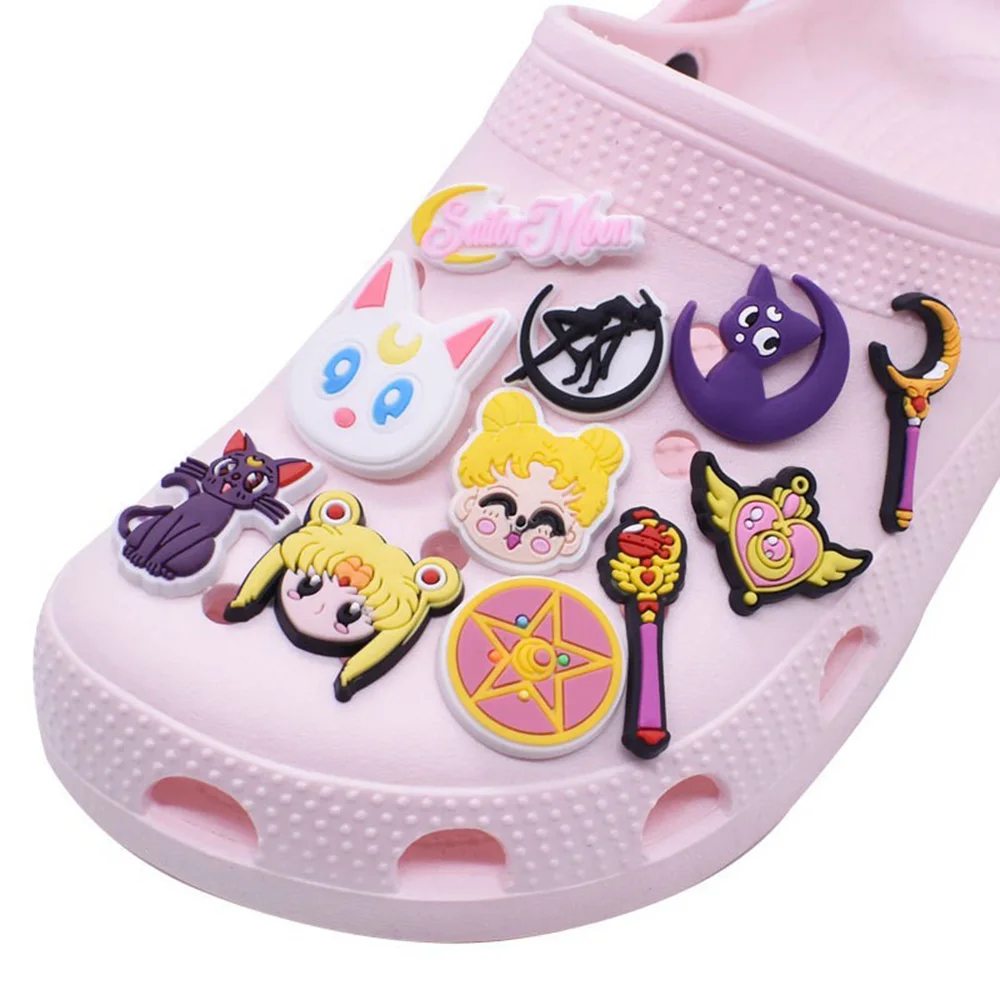 

1-11pcs Cartoon series beautiful girls Shoes Charms Accessories Fit Clog Backapck Wristbands Shoe Decorate Buckle Kids Gift