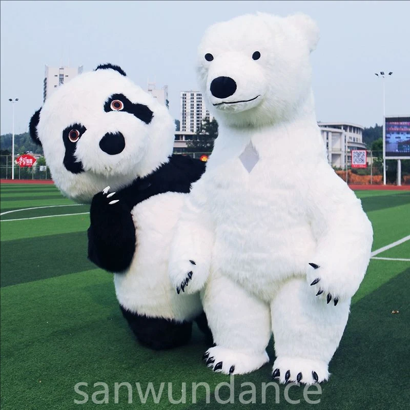 

Надувной костюм гигантской панды, надувной костюм белого медведя, костюмы для косплея, наряды для Хэллоуина, Рождества, дня рождения, карнавала