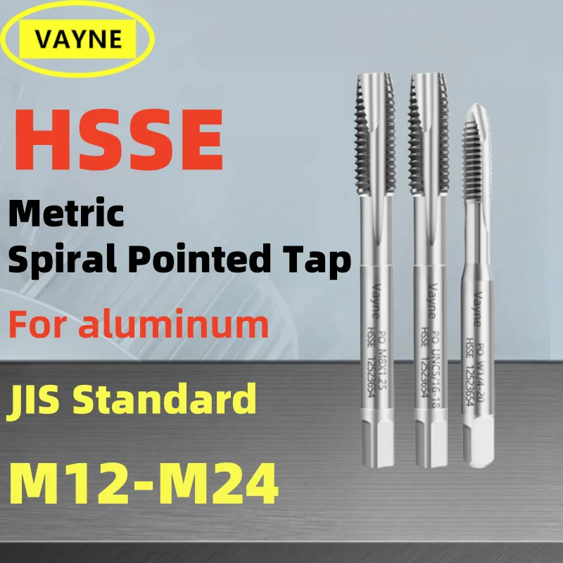 

1PCS VAYNE HSSE JIS Metric Spiral Pointed Tap M12X1.75 M14X2 M16X2 M18X2.5 machine Fine Thread screw tap M12M14M16M18M20M22M24