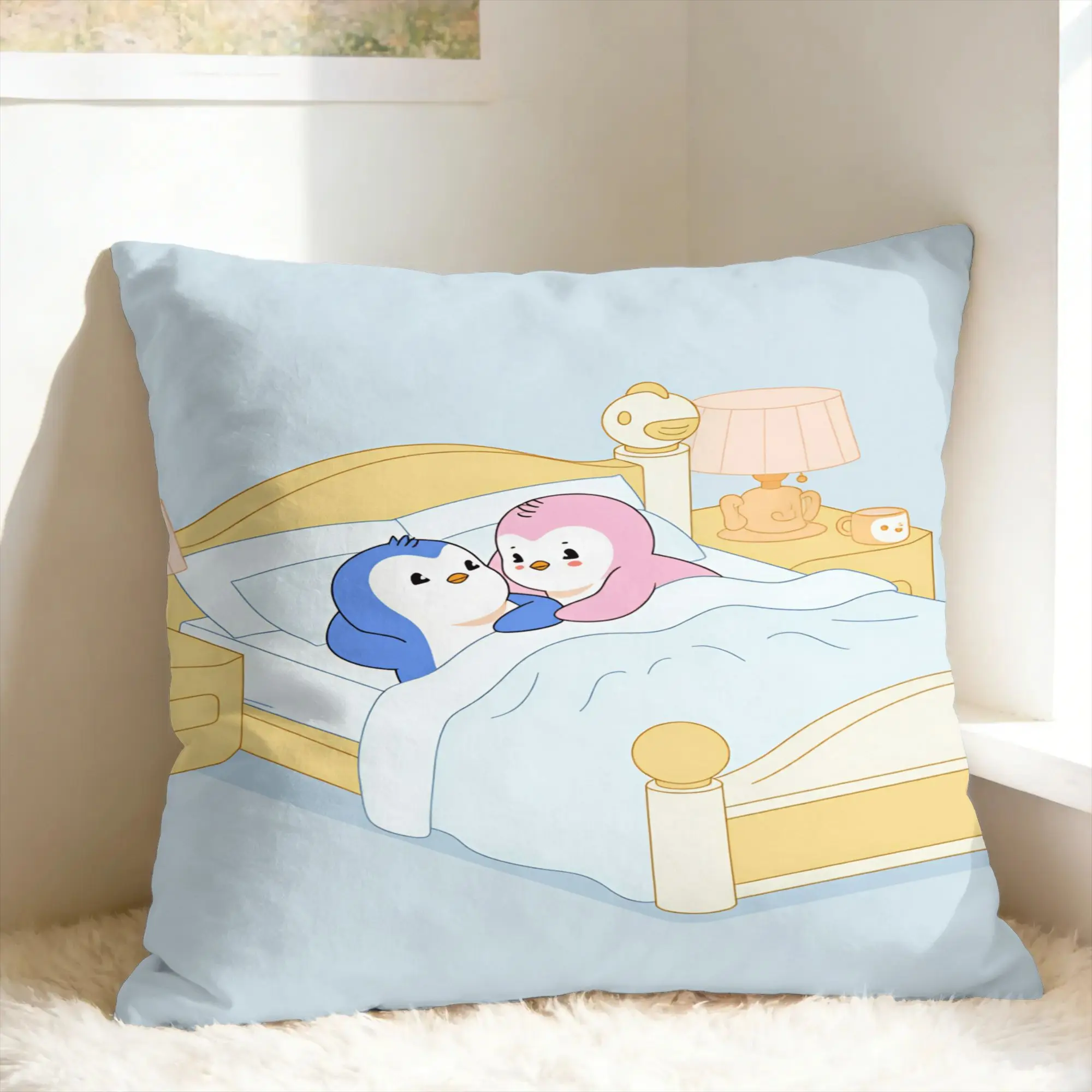 Taie d'oreiller P-Pudgy Penguin, housse d'oreiller confortable, drôle et mignonne, pour canapé, voiture, décoration de la maison