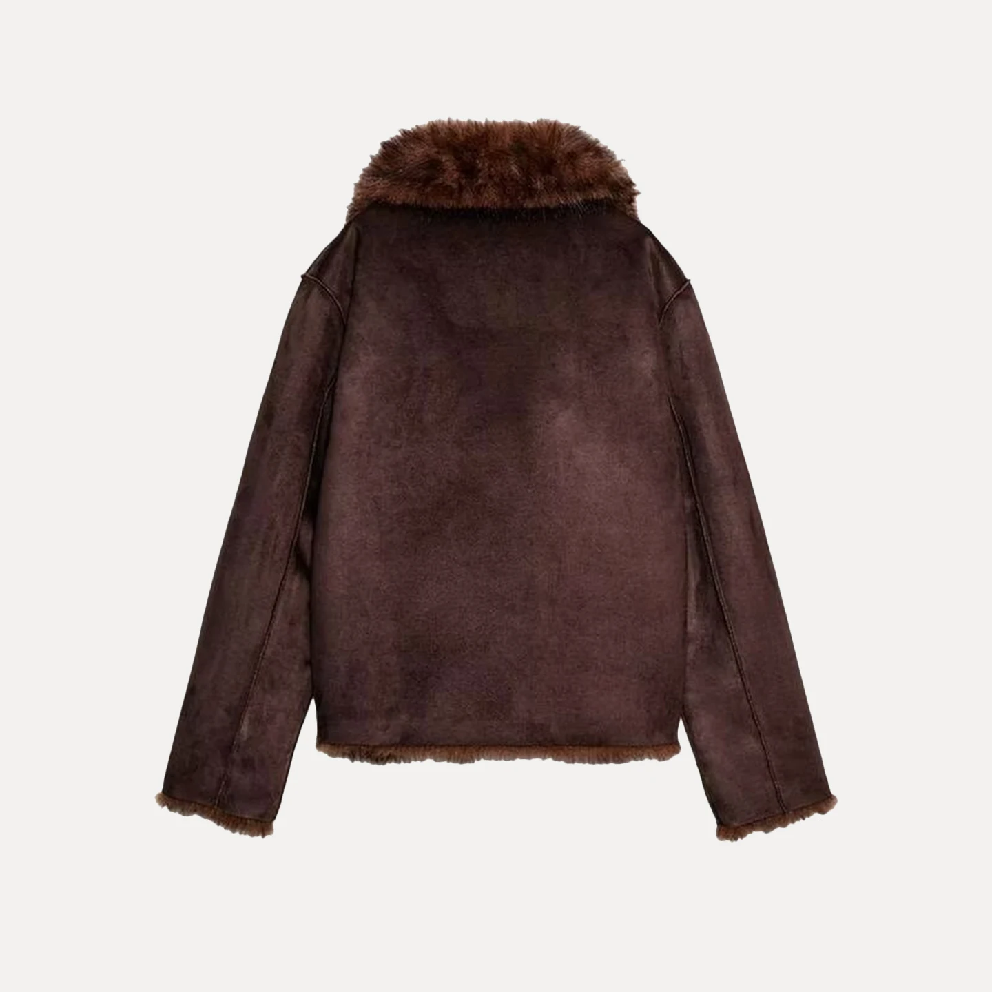 Jaket Bulu Buatan Dua Sisi Pakaian Luar Wanita Kerah Lipat Versi Berdiri Model Terbaru Musim Gugur