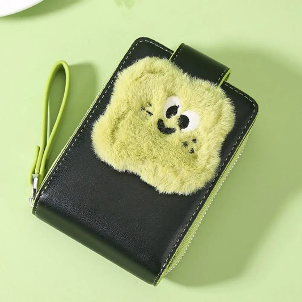 

Large Capacity Coin Purses New Cartoon PU Leather Women Wallet Plush Card Holder Female