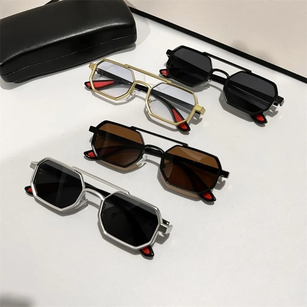 

Lightweight Double-bar Square Sunnies Indian Style Sunshade Eyewear Unisex Polarized Sunglasses Gradient Costume Accessory
