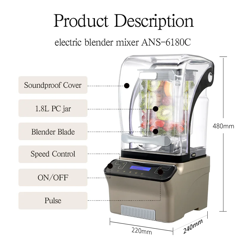 Heavy Duty Portable Smoothie Juice Mixer Variable Speed Low Noise Outdoor RV Use