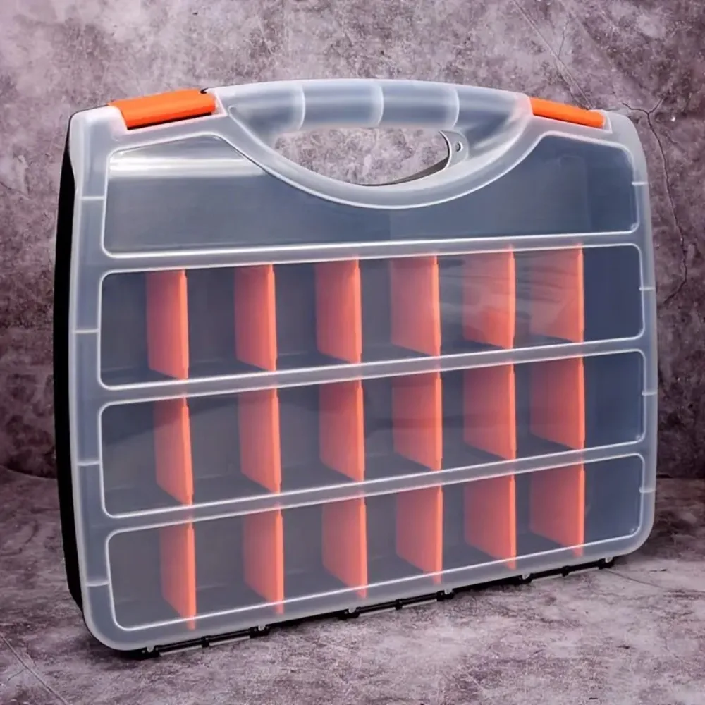 

15 Inch Portable Plastic Tool Parts Box PC Organizer Adjustable Detachable Chest Case for Tool Hardware Fastener Screw