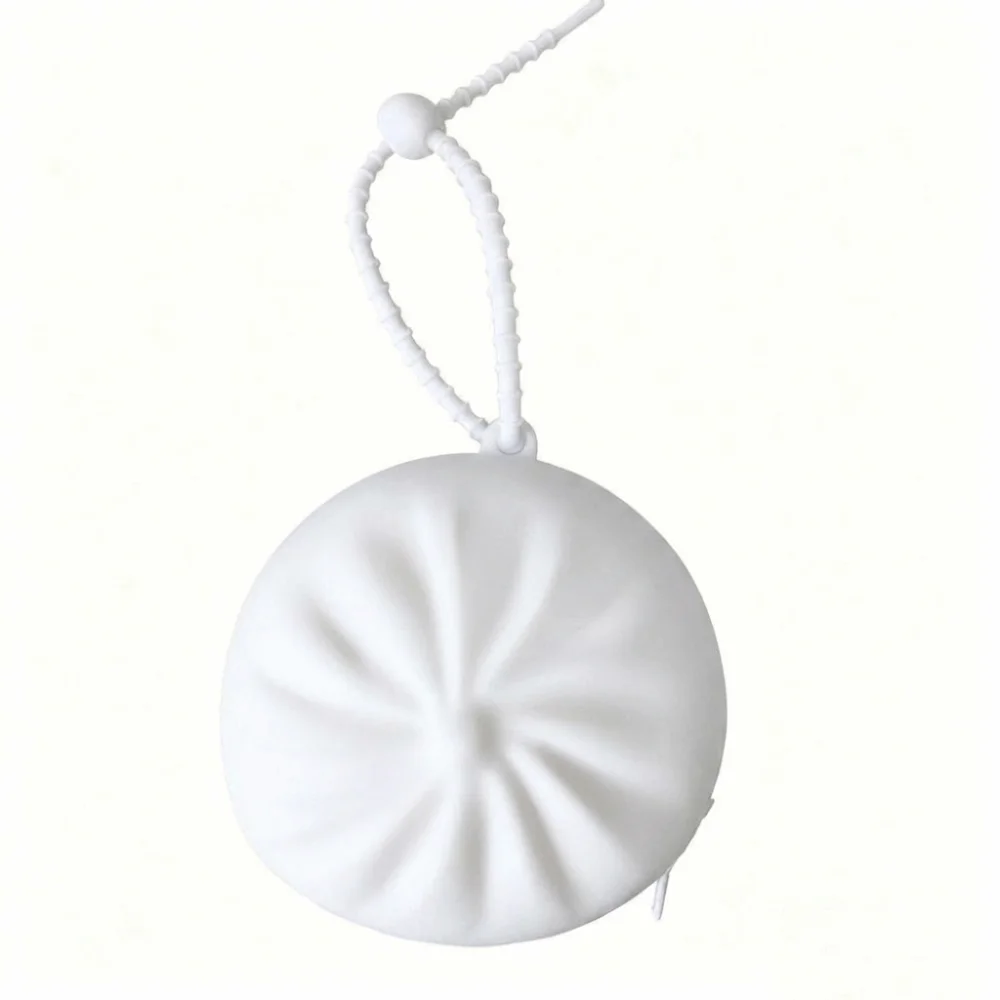 Silicone Steamed Bun Coin Purse Pleated Design Creative Simulated Xiaolongbao Storage Pouch Lightweight Squeeze-Resistant