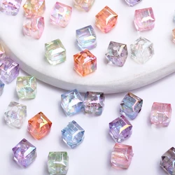 20/100Pcs 8mm Resin Crystal UV Plated Cube Square Faceted Loose Beads Earrings Bracelet Phone Chain DIY  Crafts