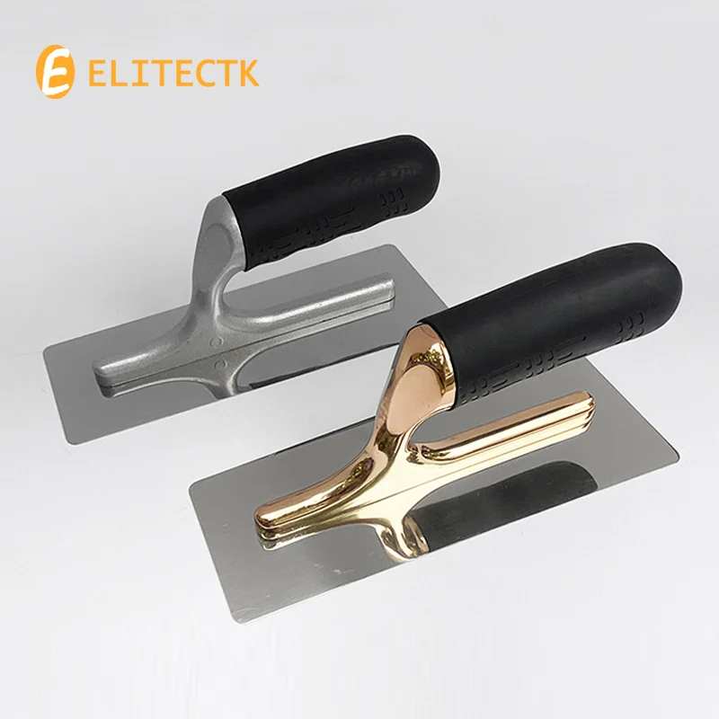 High Quality Gold Stainless Steel Plaster Skimming Plastering Trowel Tools for Wall Construction Tools