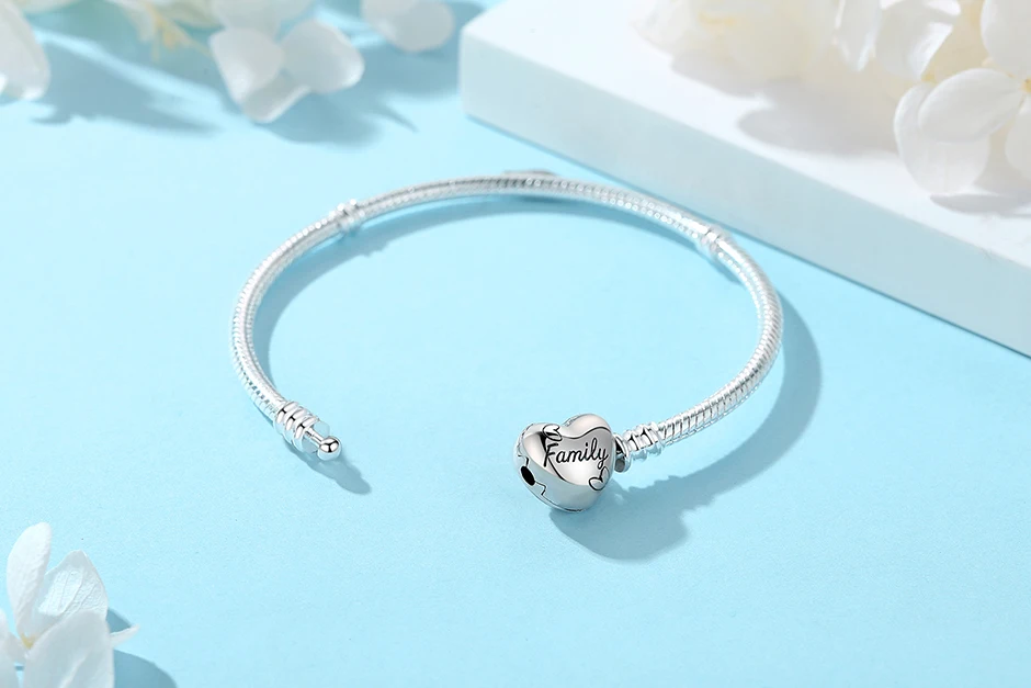 925 Sterling Silver Bracelets Bangles Original Love Heart Clasp Charms Beads Snake Chain Luxury DIY Jewelry For Women Gift