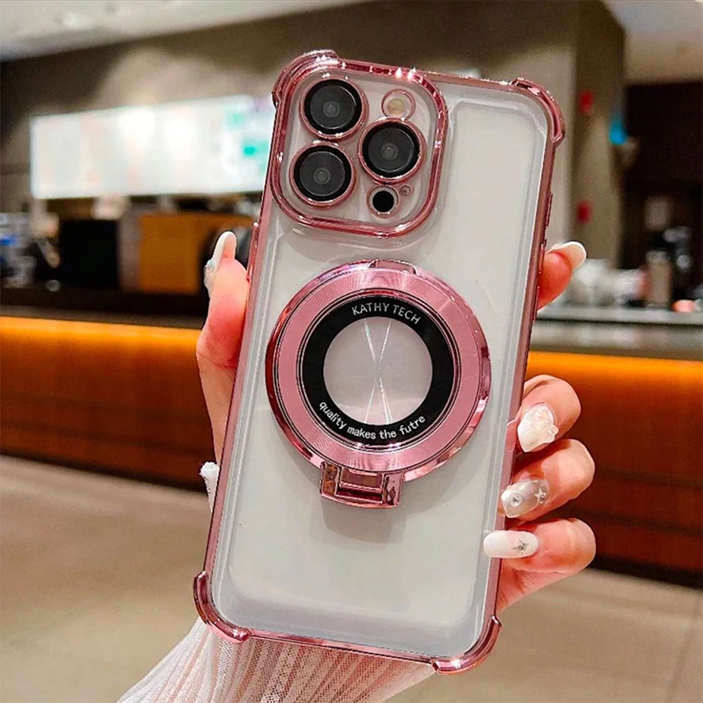 Anti-Drop Luxury Electroplated Case for iPhone with Ring Holder