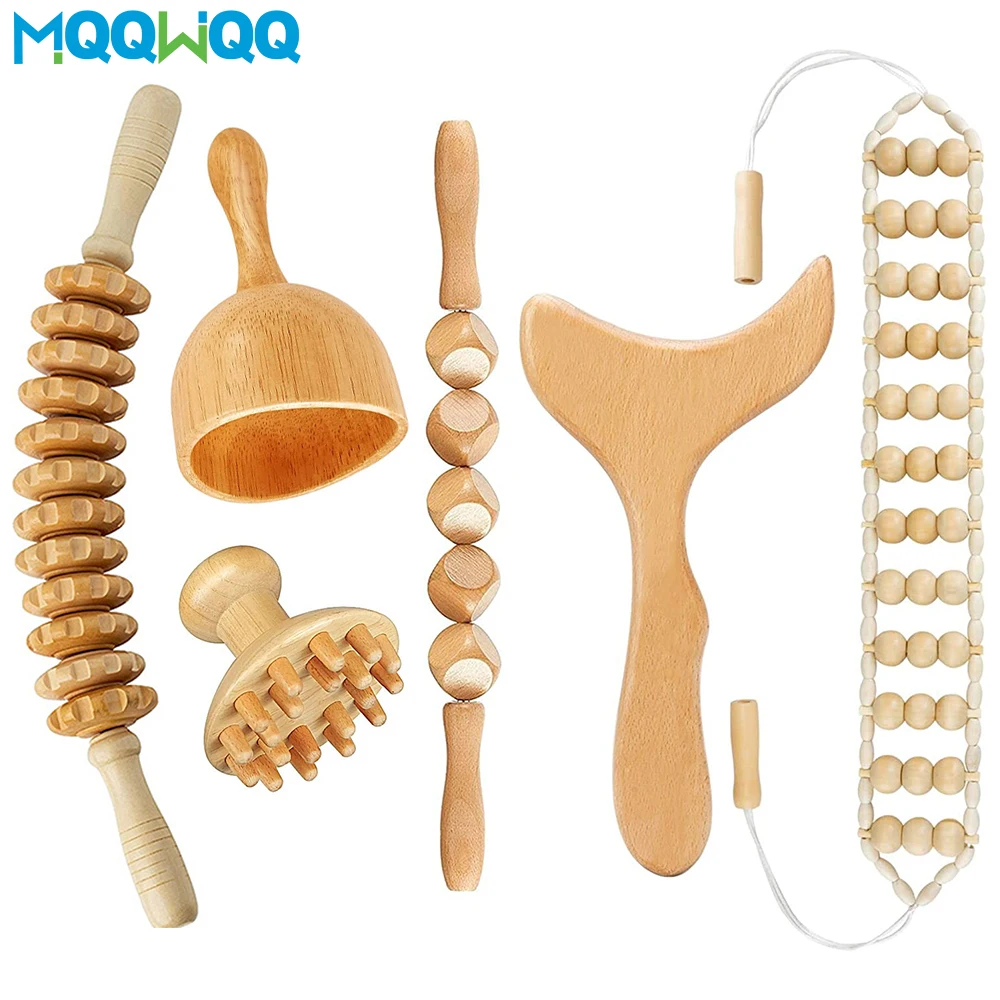 

Wood Therapy Massage Tools Maderoterapia Kit Wooden Massager Wood Roller for Anti-Cellulite, Lymphatic Drainage, Muscle Release