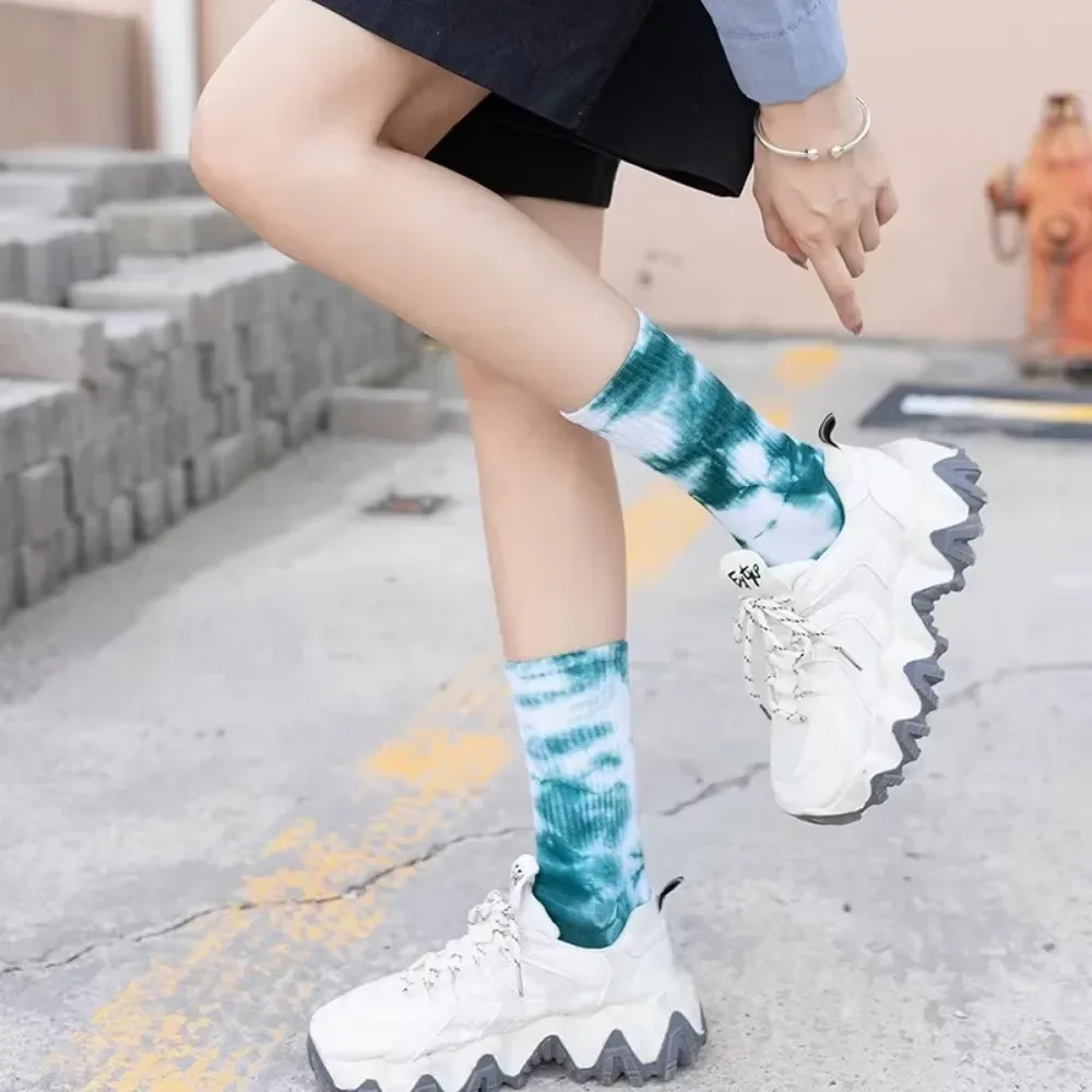 2023 New Hip-Hop Tie-Dye Middle Tube Socks Comprehensive Comfortable Sports Socks for Men and Women Harajuku Style Happy Socks