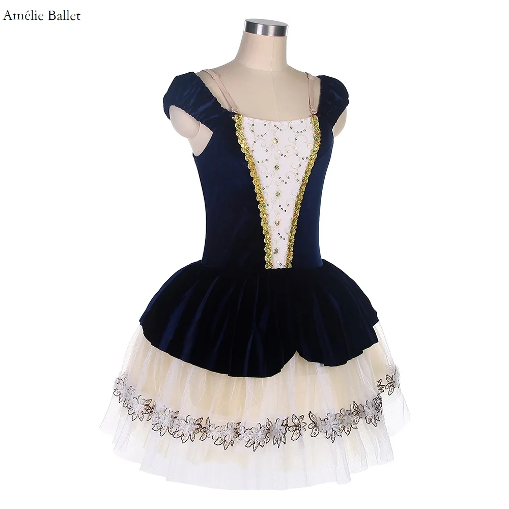 15319 Royal Blue Velvet Ballet Dance Tutu Adult Ballet Dress Romantic Tutu Stage Costume For Performance Ballerina Dance Dresses