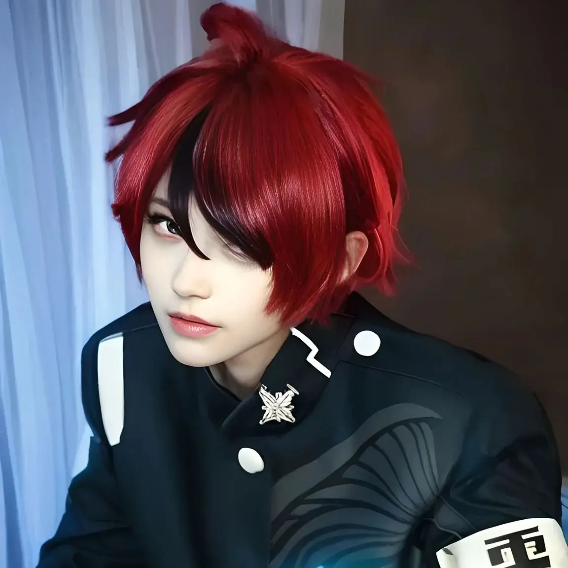 

Game The Hundred Line Sumino Takumi Cosplay Wig 30cm Black and red mixed short hair Party Halloween Wig