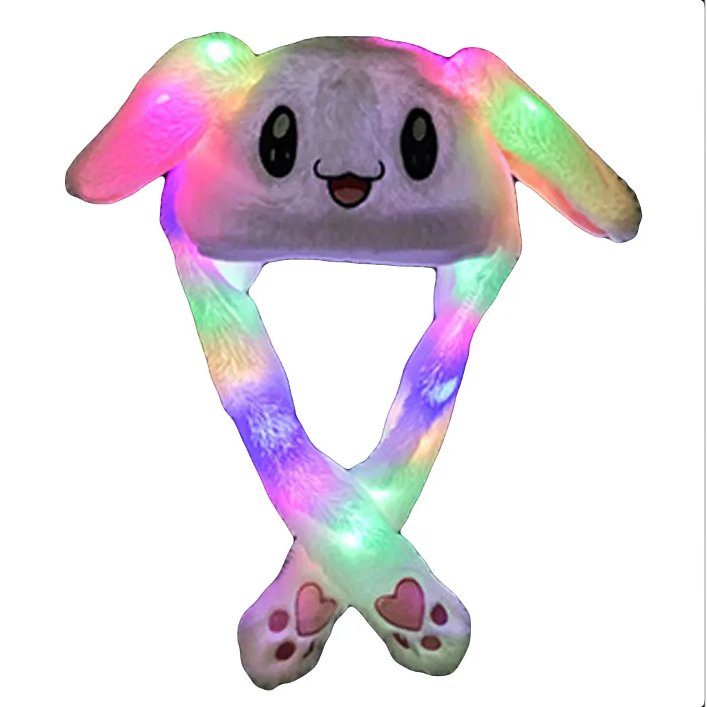 Fashion Cute Men And Women Light Rabbit Ear Hat Wrap Warm Hat Cap Hat With Ears That Move Led Cap Light Czapki