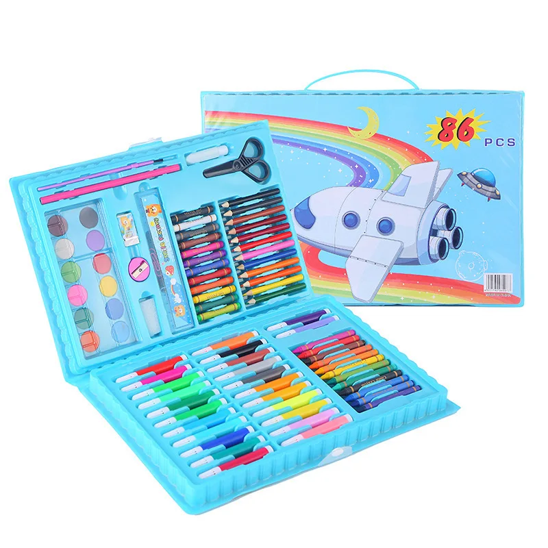 

86PCS Princess Spaceman Coloring Artists Artistic Crayon Pastel Pencil Drawing Kids Stationery Case Art Sets