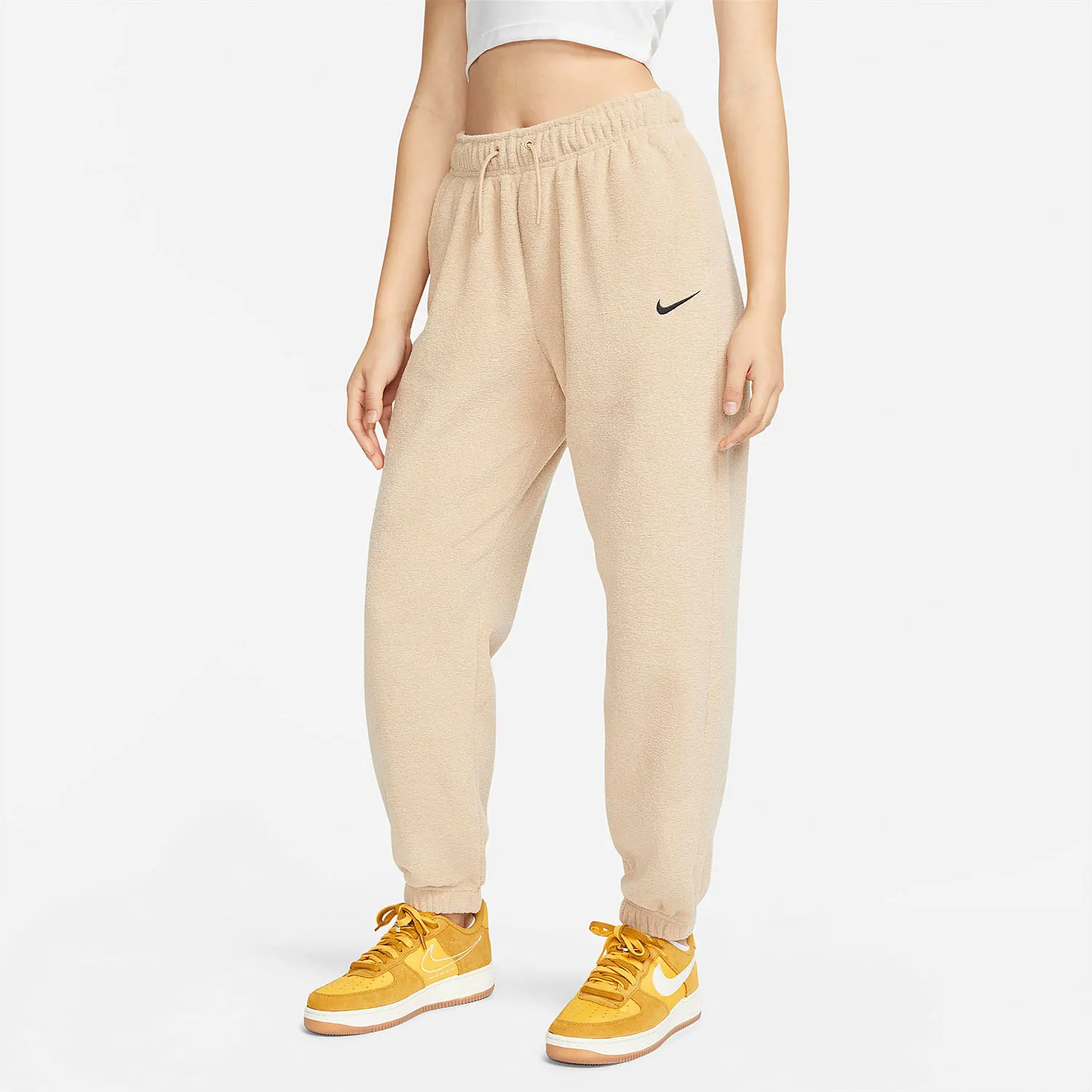 Nike genuine women's winter warm and loose high waisted pants with plush leg ties DD5111-200