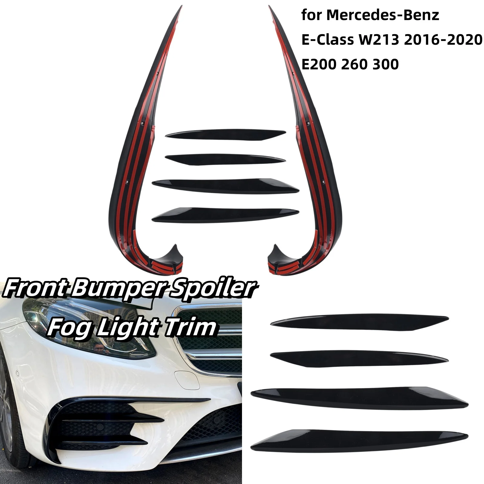 Front Bumper Lip Splitter Spoiler Fog Light Trim For Mercedes For Benz E-Class W213 S213 Pre-Facelift 2016-2020 For AMG E43