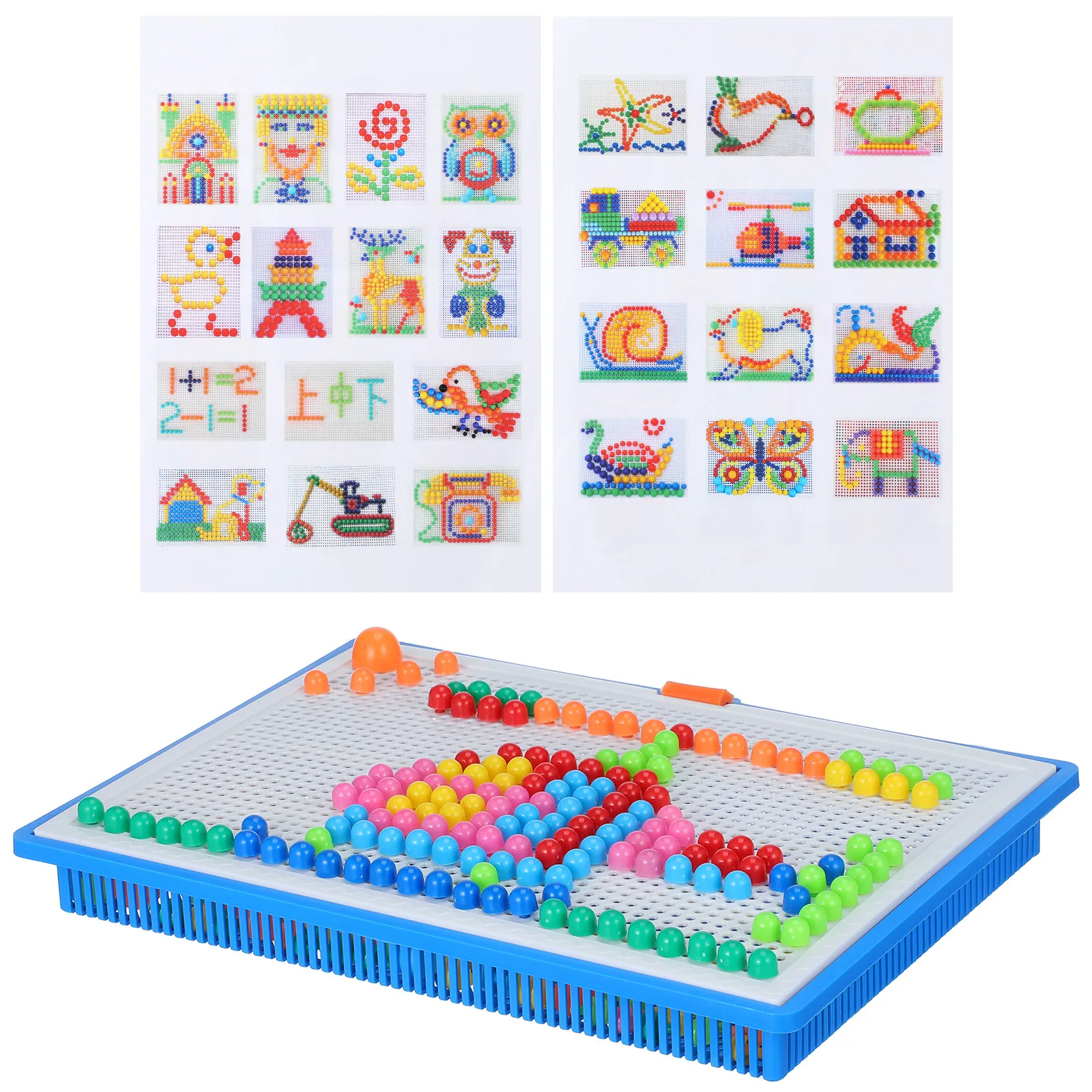 

296Pcs Mushroom Nails Creative Mosaic Pegboard Educational Puzzle for Kids Fine Motor Skills Spatial Awareness Math Patterns