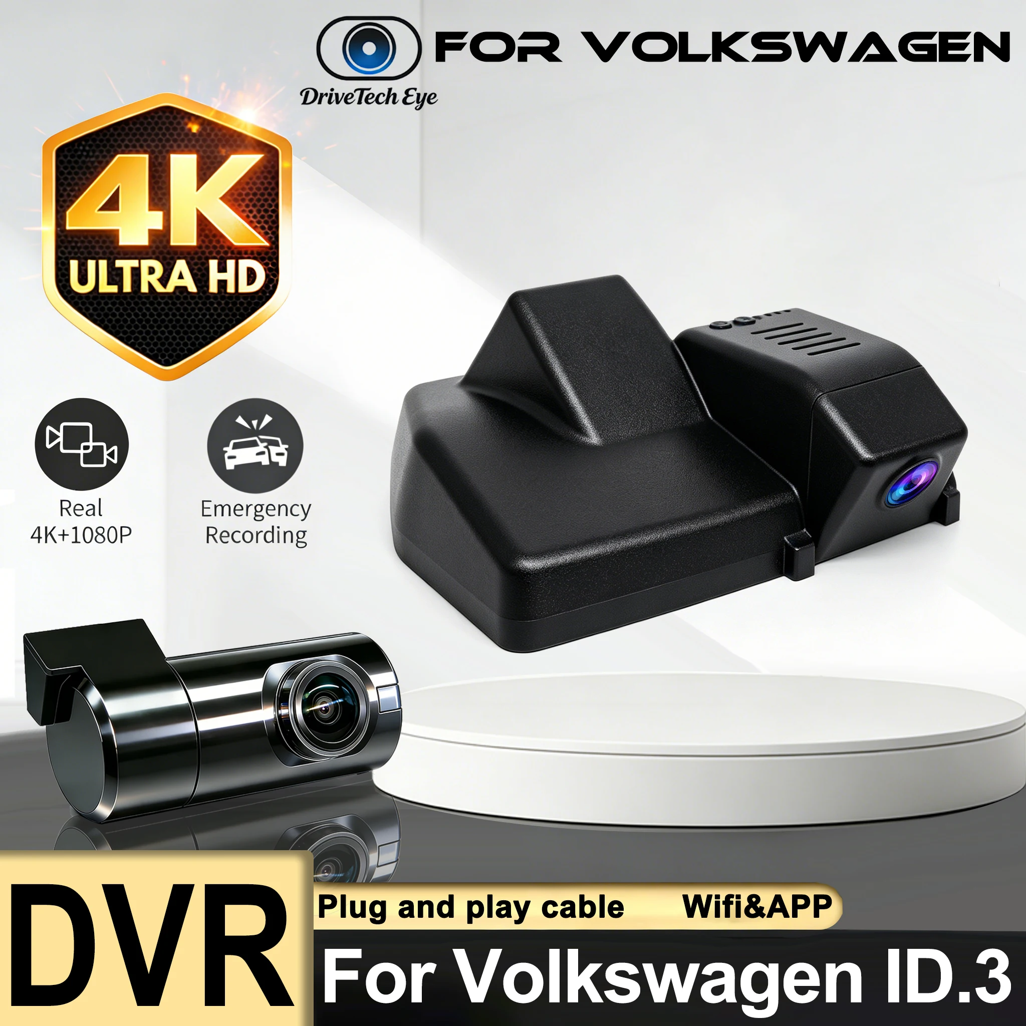 Dash Cam 4K for Volkswagen VW ID.3 ID3 2025 2024 2023 2022 2021 2020,Dashcam for Cupra Born,Car Accessories