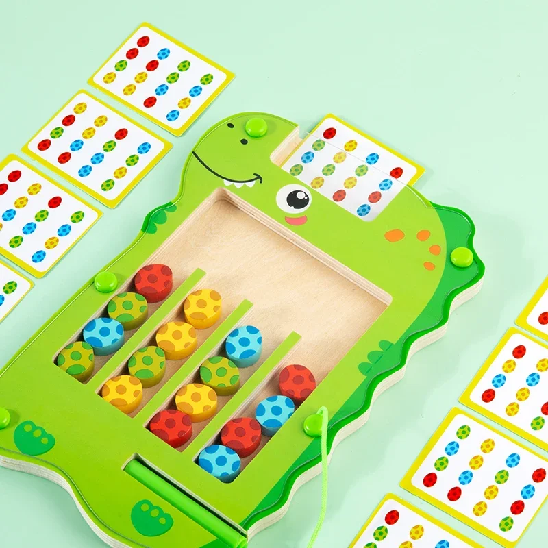 Labirinto de dinossauro de madeira magnético dinossauro ovo caminhada posição jogo cor emparelhamento quebra-cabeça brinquedos educativos para crianças