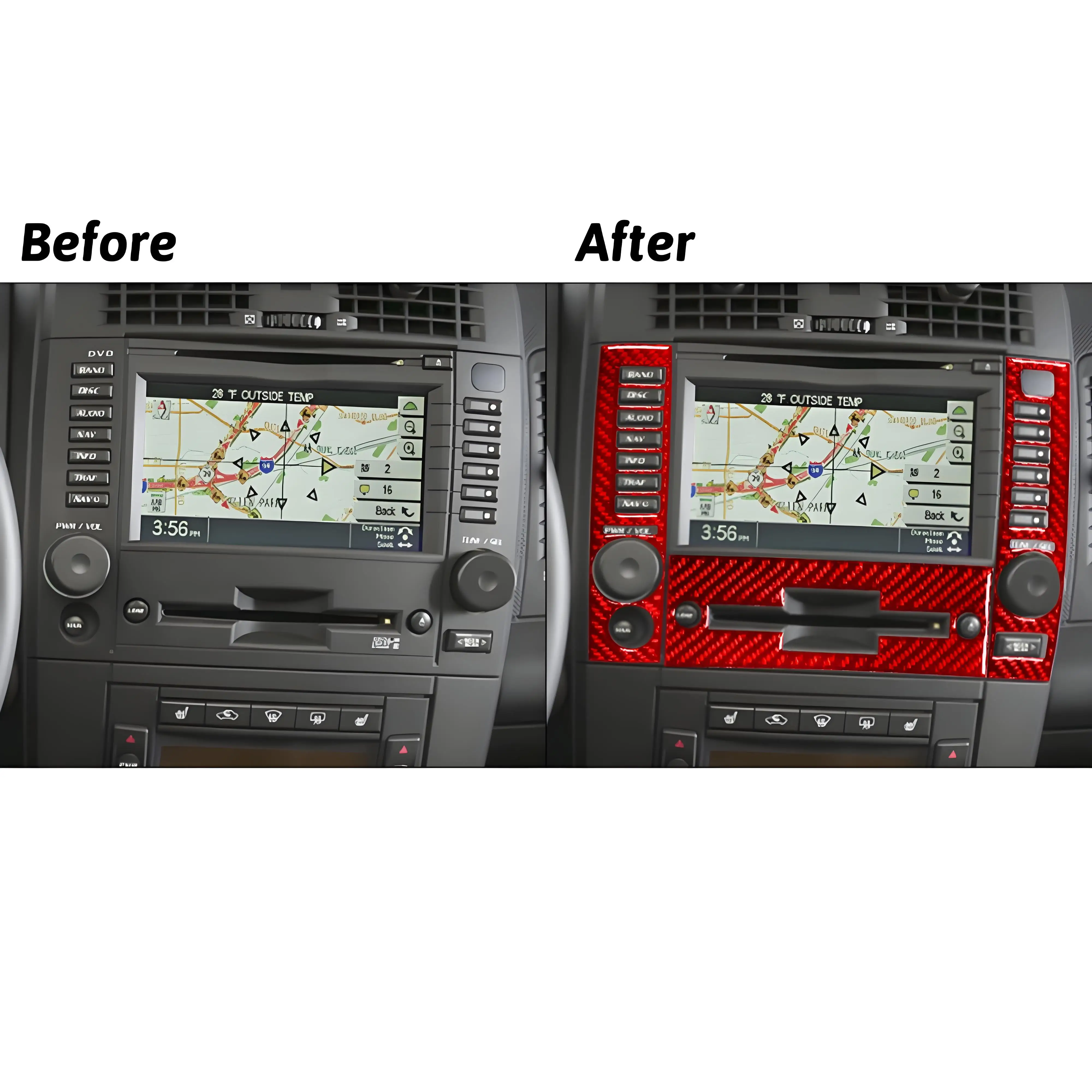 Carbon Fiber Car Stickers For Cadillac CTS 2003-2007 With Navigation System 5