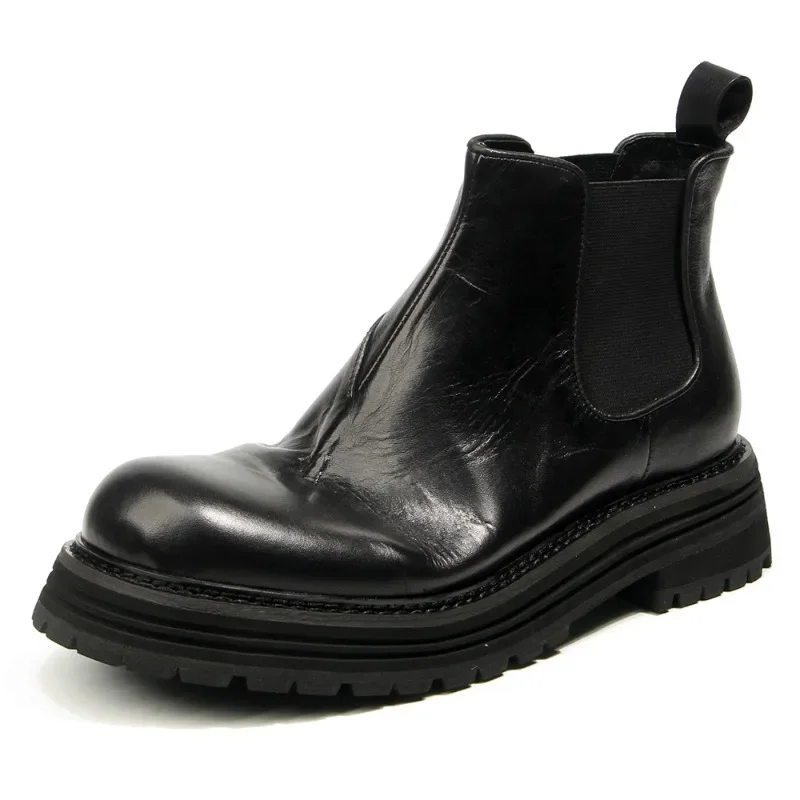 

British Style Mens Chelsea Boots Luxury Genuine Leather 2026 Spring Fashion Elegant Outdoor Black Ankle Wedding Social Shoes Man