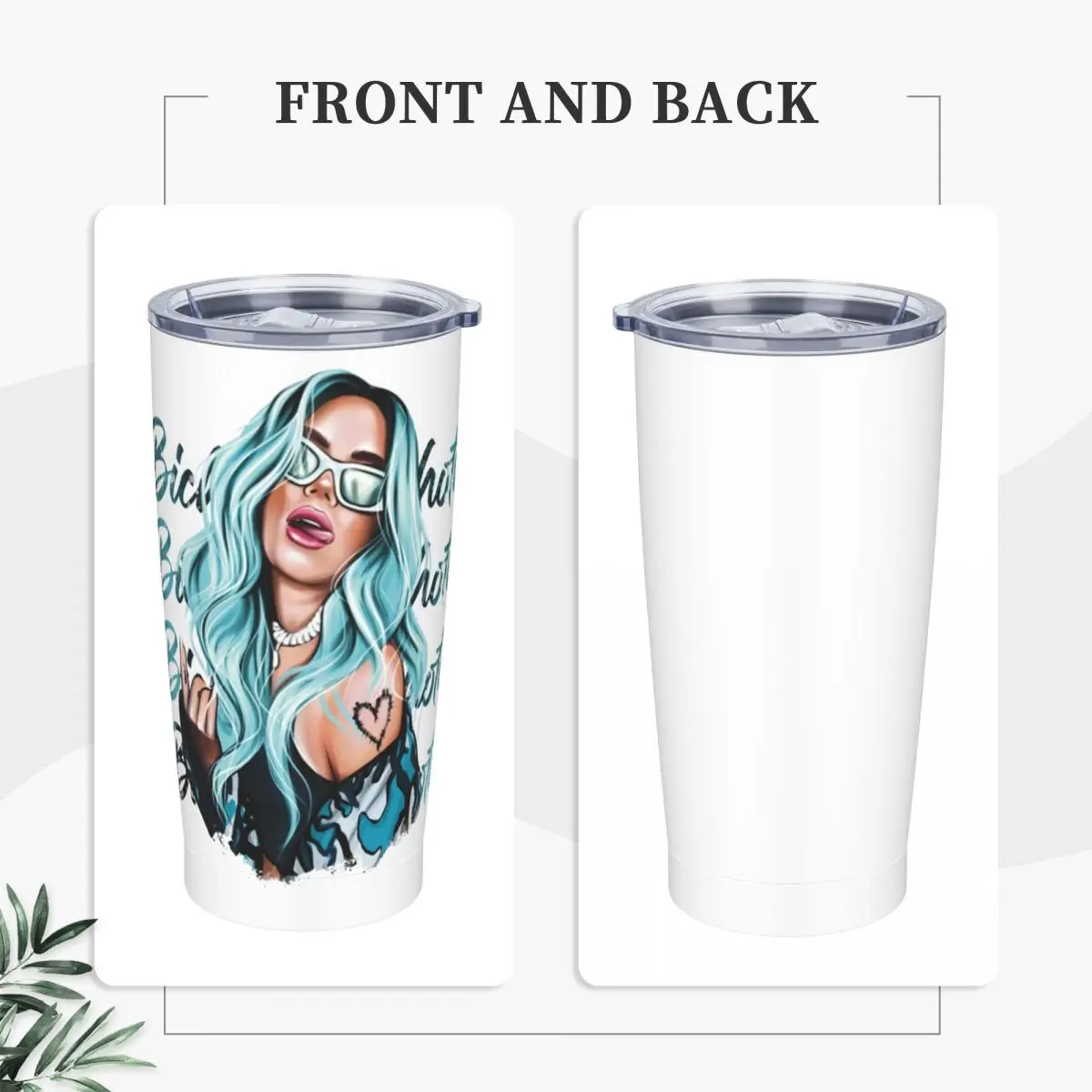 Stainless Steel Tumbler Singer K-Karol G With Blue Hair Mugs Cup With Straws Bichota Words Hot Drinks Water Bottle Coffee Mug