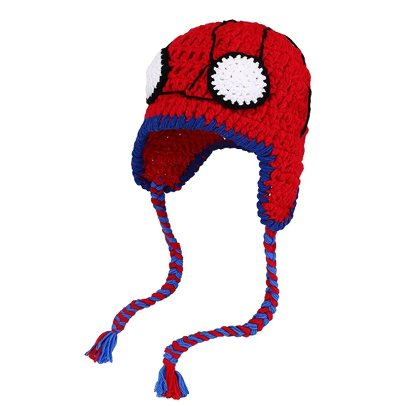 Cappello lavorato a maglia Spider Man Cool fatto a mano all'uncinetto cappello genitore-figlio da donna cappello di protezione dell'orecchio regalo per bambini prodotto finito caldo