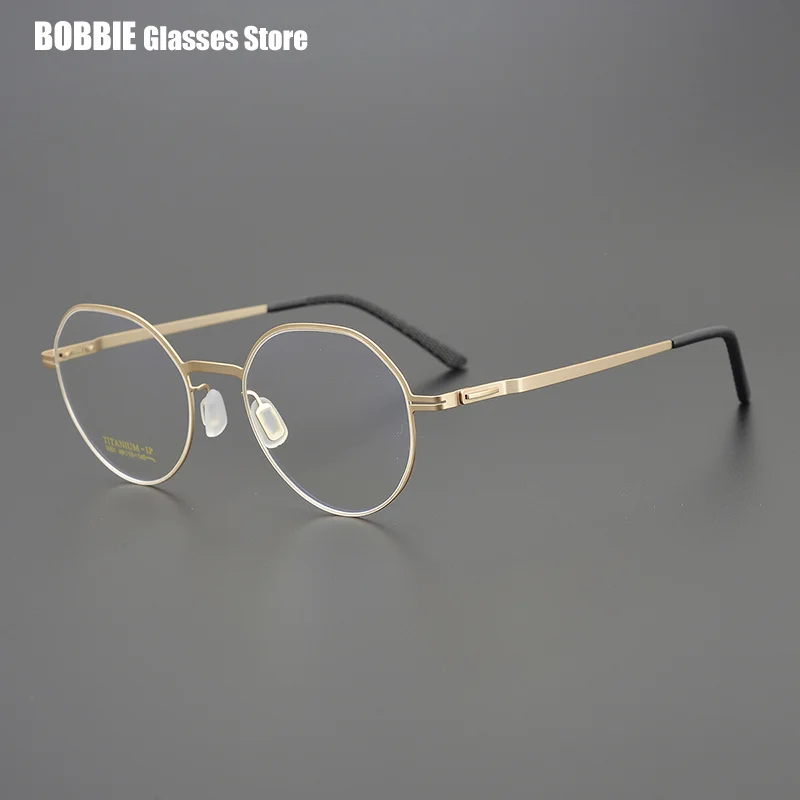 Germany Glasses Frame Men Utra-light Screwless Polygon Stainless Steel Women Retro Prescription Optic Eyewear Myopia Eyeglasses