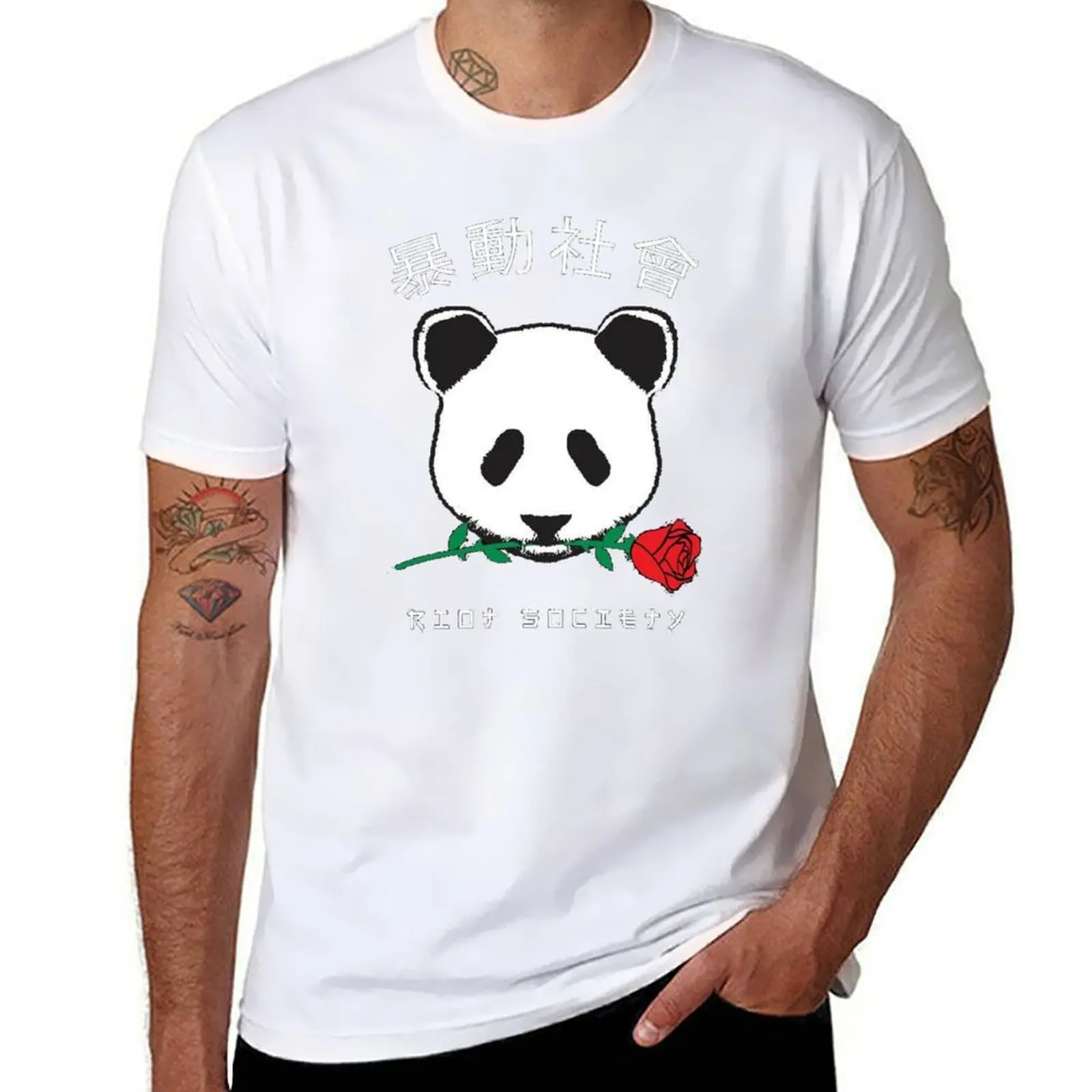 

Panda With Rose T-Shirt t shirts cotton 100% t shirt for man 100 percent cotton T-Shirt