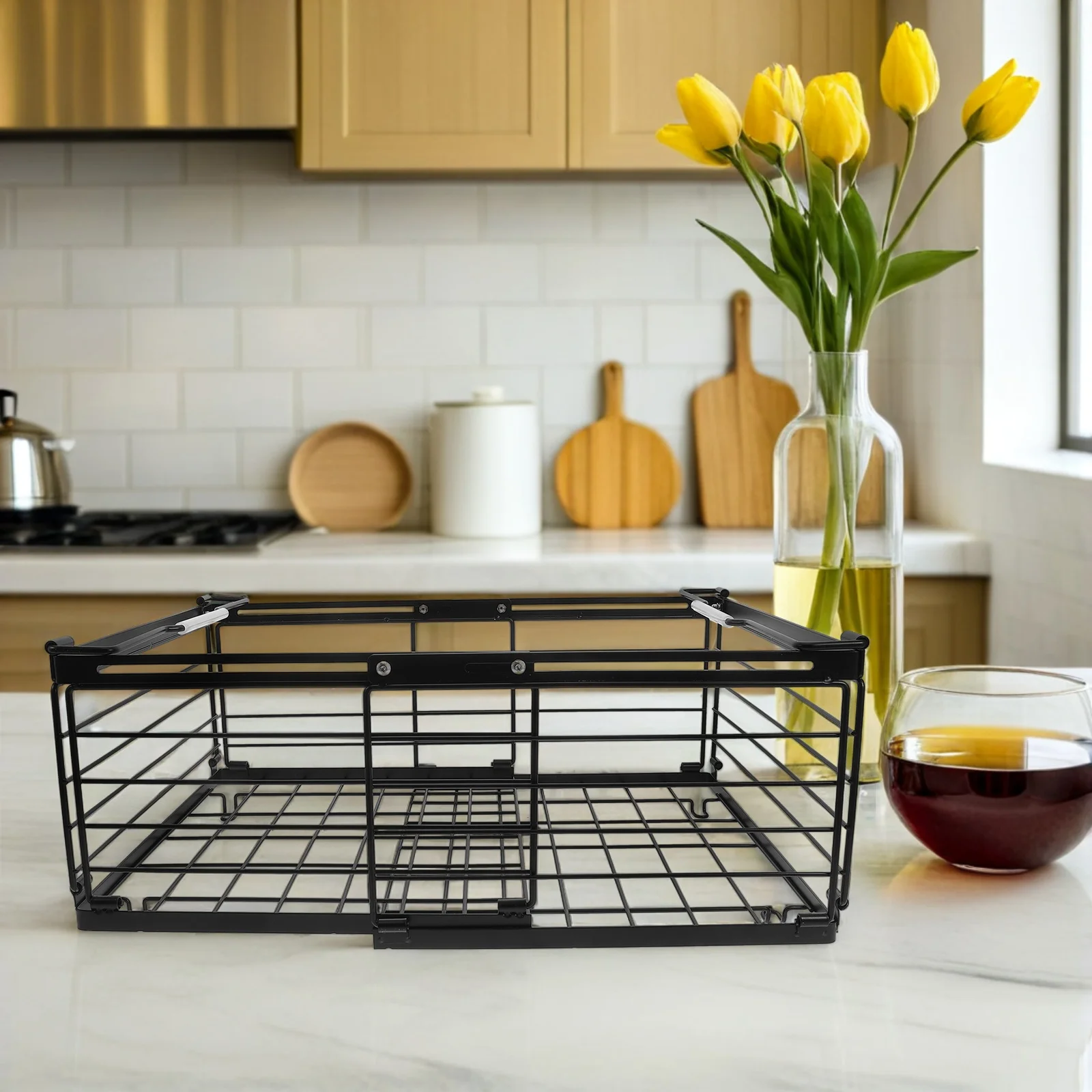 

Hanging Wire Mesh Freezer Storage Baskets Black Metal Organizer Chest Refrigerator Shelf Divider Rack Freezer Organizer Bin