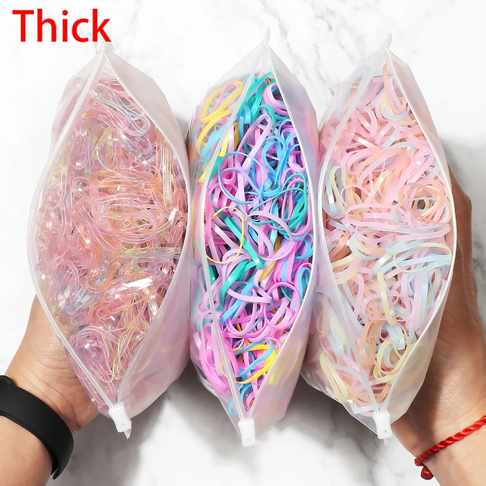 500pcs/Pack Colorful Disposable Elastic Hair Bands for Kid Girl Scrunchie Rubber Band Hair Accessories Hair Ties Ponytail Holder