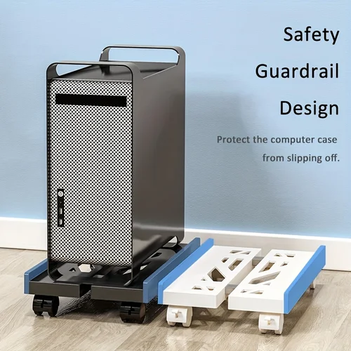 Imagen 2 del producto Soporte de CPU móvil ajustable, soporte de torre de computadora ventilado, soporte de torre de PC con 4 ruedas giratorias que se adapta a la mayoría de PC, debajo del soporte de escritorio