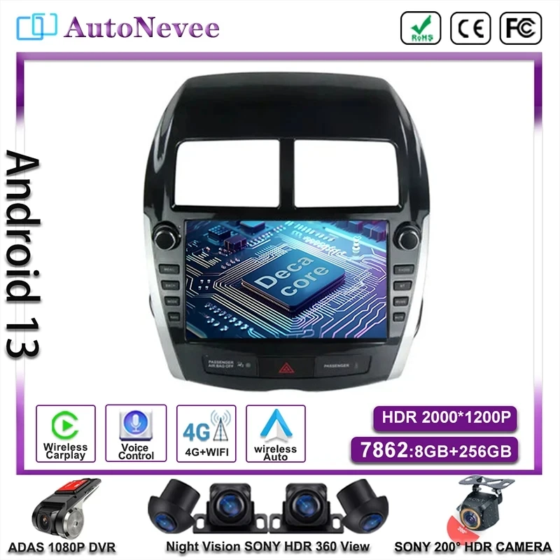 

Android Carplay For Mitsubishi ASX 2010 2011 2012 2013 - 2016 Car Auto Radio Stereo Multimedia Player GPS Navigation DVD NO 2DIN